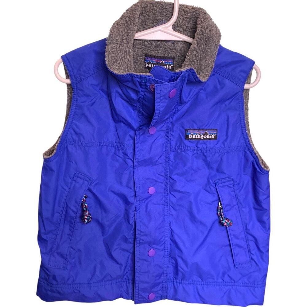 Patagonia Kids Bright Blue Sherpa-Lined Vest